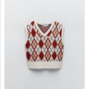 Zara Argyle Knit Vest